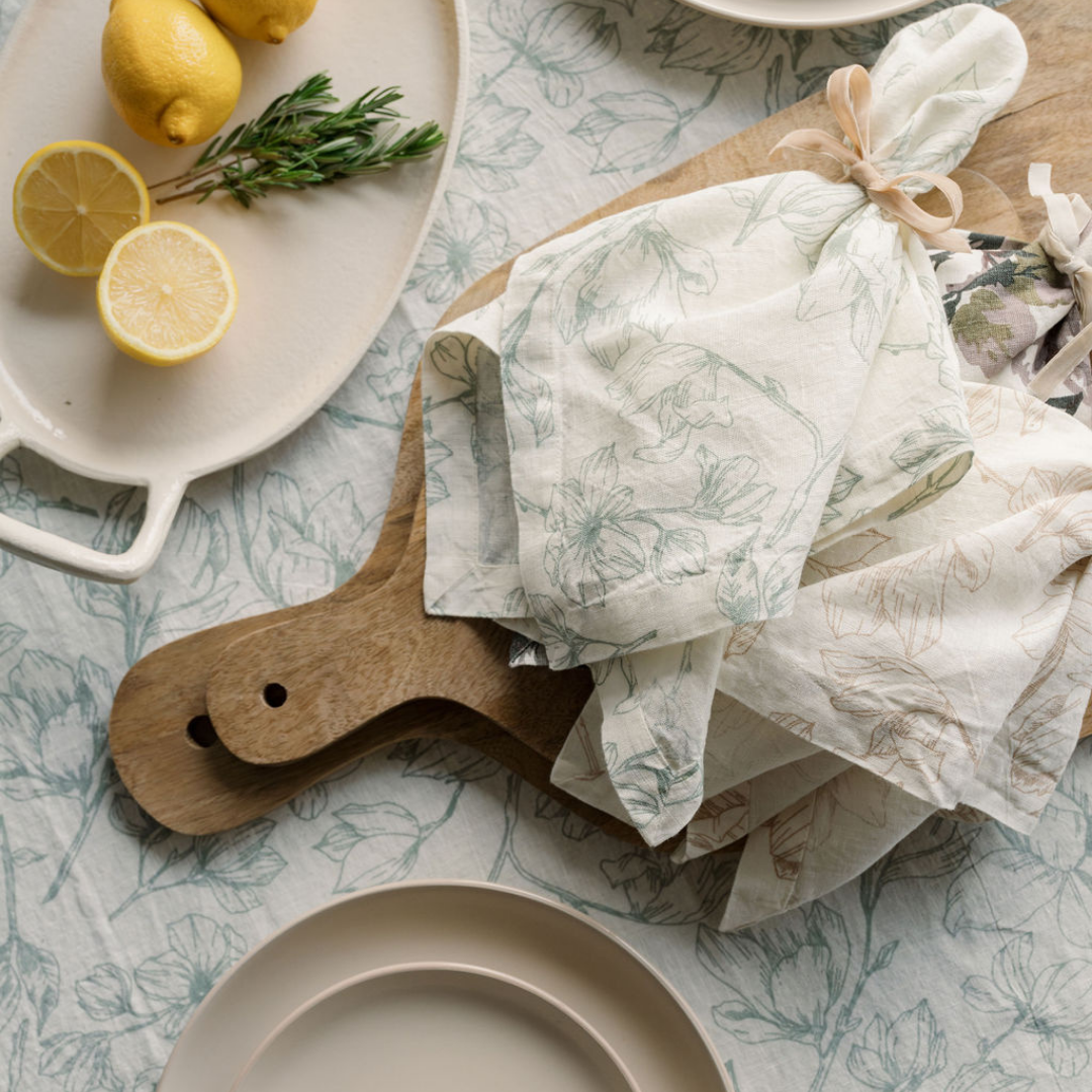 Grey and Green Lilies Napkins